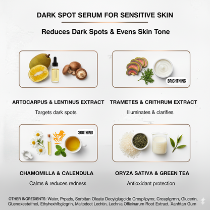 Dark Spot Serum – Brighten & Even Skin Tone for Sensitive Skin | Adaptogenic Mushrooms & Soothing Botanicals | 1 fl oz | Made in USA