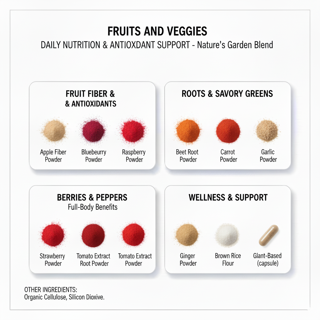 Fruits & Veggies Capsules – 11 Superfood Extracts for Digestion, Heart & Cellular Health | Antioxidants & Nutrient Support | 60 Capsules Made in USA